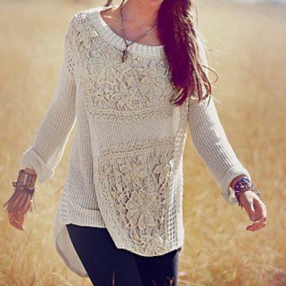 Free People Crochet Pullover